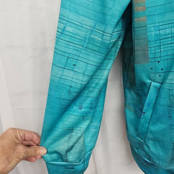 Blue Orange Hooded Zip Boho Sweatshirt L - Picture 3 of 10